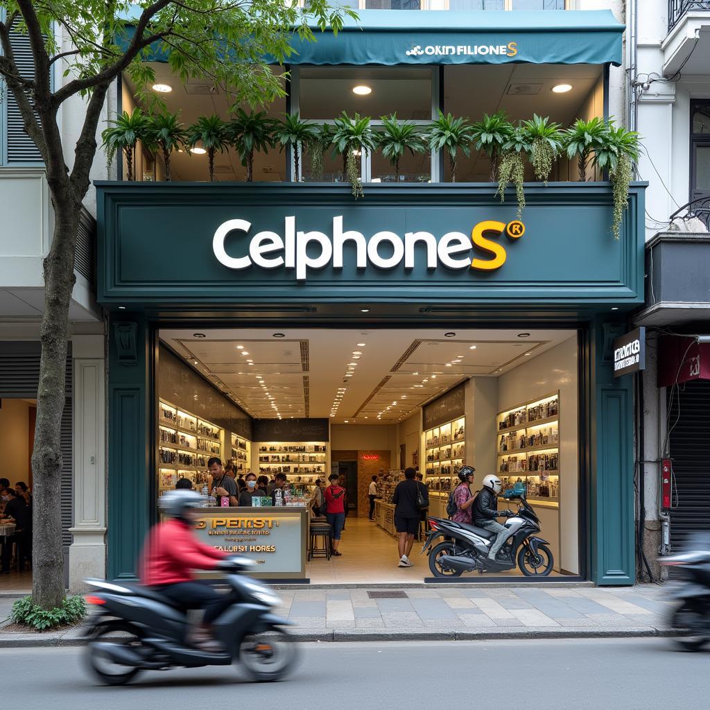 Cửa hàng CellphoneS tại số 248 Nguyễn Thị Thập, Quận 7 với mặt tiền sáng sủa.
